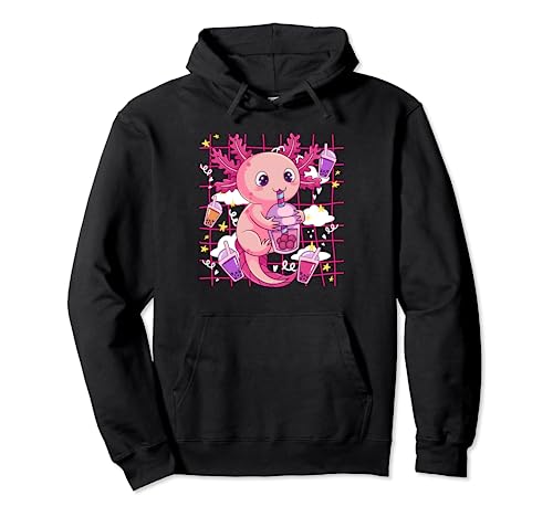 Cute Axolotl Bubble Tea Boba Milk Tea Lover Kids Teens Girls Felpa con Cappuccio