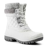 ALEADER レディース 冬用スノーブーツ | 防水シェル | ダックブーツ, ホワイト, 23.0 cm