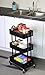 SimpleHouseware Heavy Duty 3-Tier Metal Utility Rolling Cart + Plastic Organizer Bin