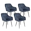 Perfur Casa BlueOcean Meubels Set van 4 Mid-Century Moderne Keuken Fluwelen Eetkamerstoel Gestoffeerde Lounge Counter…