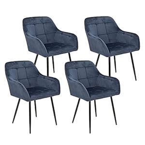 Perfur Casa BlueOcean Meubels Set van 4 Mid-Century Moderne Keuken Fluwelen Eetkamerstoel Gestoffeerde Lounge Counter…
