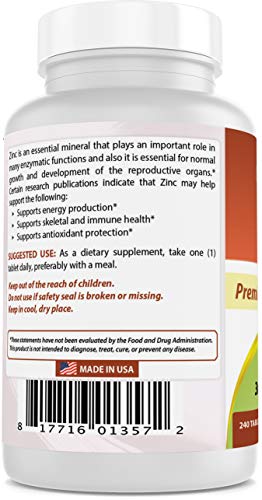 Best Naturals Zinc Supplement As Zinc Gluconate 50Mg 240 Tablets - Immune Support #TOP5