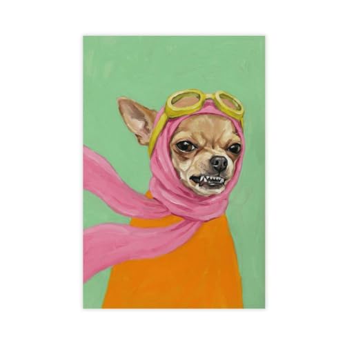 Poster de chien aviateur Chihuahua coloré : transformez l'ambiance de votre bureau à la maison