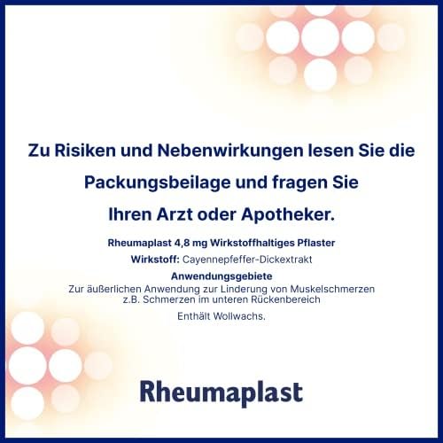 Rheumaplast Rheumaplast Wärmepflaster zur Linderung von Muskelschmerzen z.B. im unteren Rückenbereich, effektive und schnelle Wärmetherapie mit der Kraft der Chili, 1 x 2 Pflaster