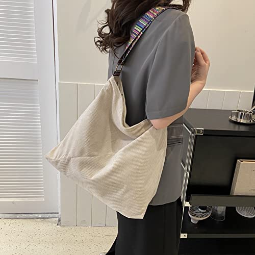 Image of JARKJARD Women Corduroy Tote Bag Large Shoulder Hobo Bag for Women Boho Casual Handbag Purse