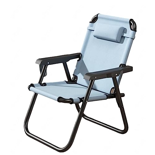 Bekväm Campingstol Fällbar Hopfällbar Stol Lastbar Upp Till 150 Kg Lättviktsfiskestol Med Hög Rygg För Utomhusbruk, Trädgård, Festival,Blue-L