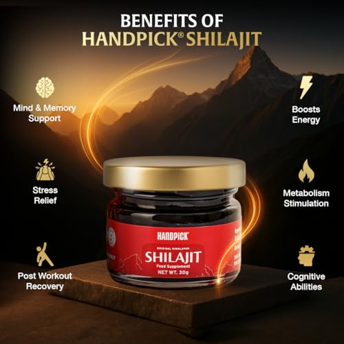 HANDPICK Pure Himalayan Shilajit Resin | 75% Fulvic Acid, 85+ Trace Minerals | 100% Pure Natural Shilajit Supplement | 30g | Non-GMO, Gluten-Free | Thoughtful Gift for Men, Women | Gift for Partner
