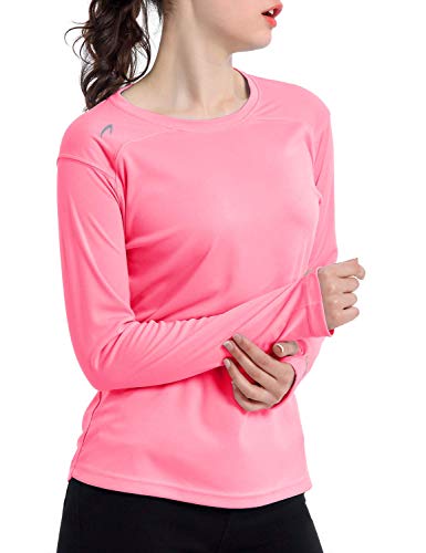 Women's UPF 50+ UV Sun Protection Shirt Outdoor Performance Long Sleeve Rash Guard Shirts for Hiking,Swim,Fishing (Red,S)
