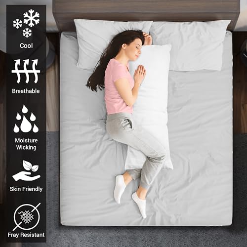 Pizuna Cotton White Body Pillow Cover 1 Piece Only, 400 Thread Count 100% Long Staple Cotton Body Pillow Case 52x140 cm - Image 2