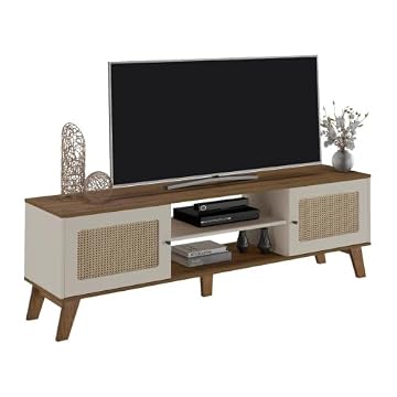 Artely Rack Charlotte para Tv até 75" com 2 Portas, Pinho/Off White