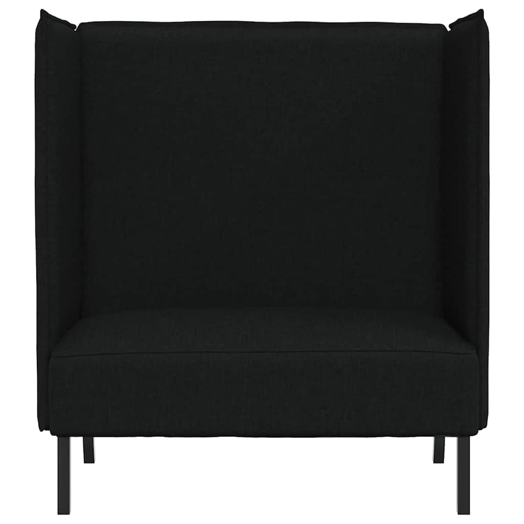 Sofá de dos plazas, tejido negro, 101 cm