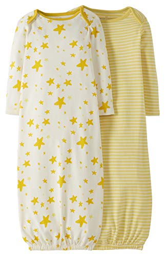 Moon and Back by Hanna Andersson Baby 2-Pack Organic Sleeper Gown, Yellow, 3-6 months