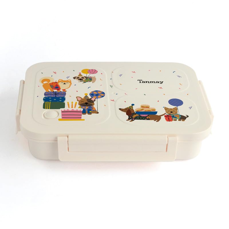 Zooboo Customised Lunch Box with Personalised Kid's Name, Eco-Friendly Delight Compact, Stylish, Durable, and Trendy Lunch Box Container Theamed as Paw Party