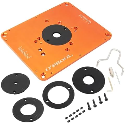O'SKOOL Precision Aluminum Router Table Insert Plate, Router Templates With Pre-Drilled Adapt to Multiple Routers of Different Model Cover