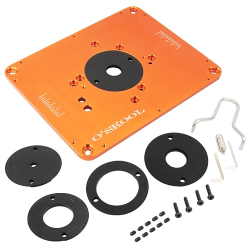 O'SKOOL Precision Aluminum Router Table Insert Plate, Router Templates With Pre-Drilled Adapt to Multiple Routers of Different Model, RTS02A by O'SKOOL - Used condition - US$71.81