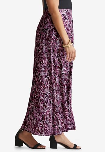 Jessica London Women's Plus Size Casual Wide Elastic Pull-On Lightweight Maxi Skirt3