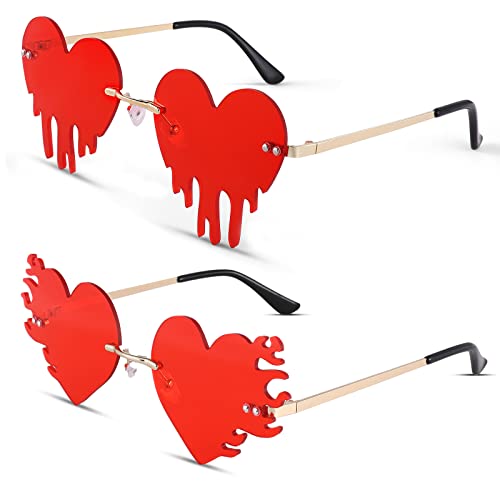 SCVGVER Dragonfly Frame Melting Heart Rimless Sunglasses for Women Men Vintage Creative 90s Sunglasses Frameless Glasses