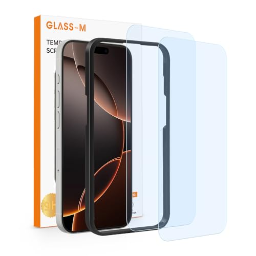 GLASS-M [2 Pack] Anti-Blue Light Screen Protector for iPhone 16 Pro Max, Blue Light Blocker Eye Protection Tempered Glass Film, Anti Fingerprint Scratch Resistant with Easy Installation Kit
