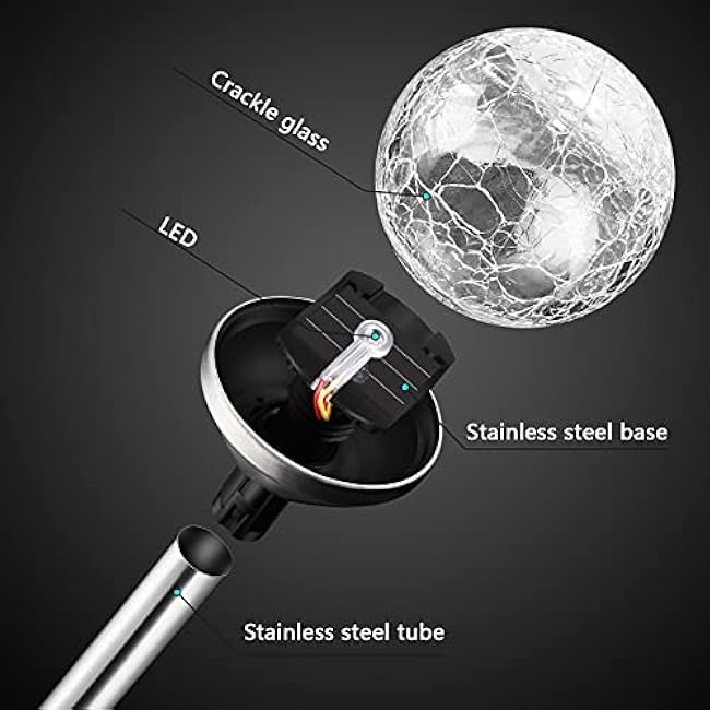 Honoson Solar Lights Lawn Lights Crackle Glass LED Color Changing