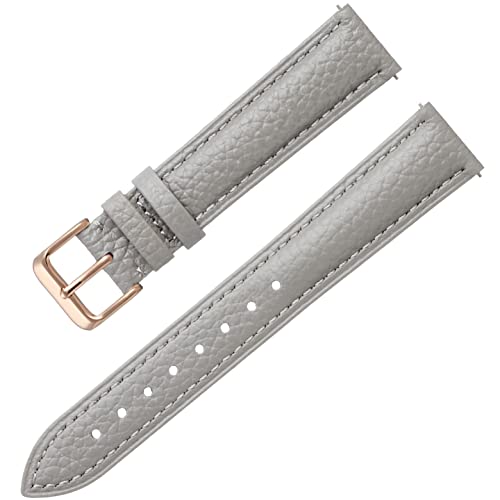 カルム 腕時計 レザー ベルト 本革 シボ革 時計 スマートウォッチ バンド クイックリリース 交換ベルト 12o 〜 24o 交換説明書付き (19o, グレー × ローズゴールドバックル)