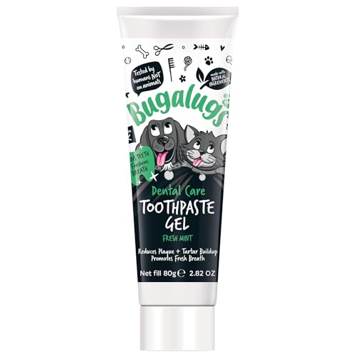 Bugalugs Dog Toothpaste Gel - Dog Teeth Cleaning Products for Cats and Dogs Fresh Mint Dog Breath Freshener & Dog Plaque Remover use with Bugalugs Dog Toothbrush & Cat Toothbrush