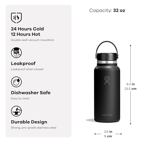 Image of Hydro Flask Water Bottle - Insulated Stainless Steel - Wide Mouth Flex Lid, Non Spill, Leakproof and Refillable in 32 Oz Cloud Pink