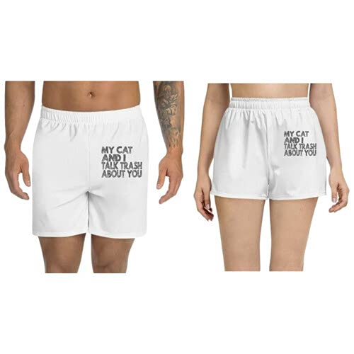 UDNAG Unisex Regular fit 'Cat | My cat and i Talk Trash' Polyester Shorts [Size S/28In to XL/40In]