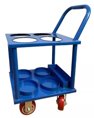 ENHEN Oxygen Tank Holder Professional Gas Tank Holder with Handle, 4 Wheels Rolling Sturdy CO2 Bottle Organizer, Domestic Nursing Garage Clinics Oxygen Cylinder Cart(Blue)