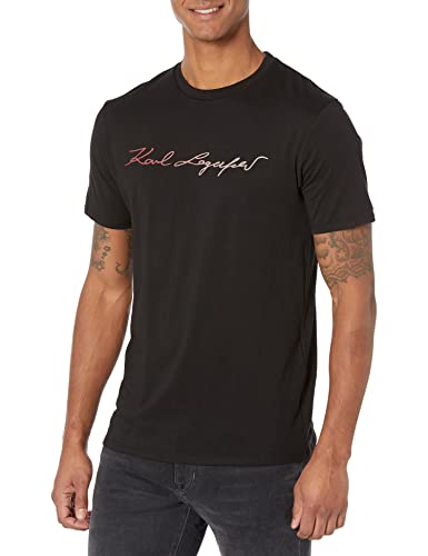 Karl Lagerfeld Paris Men's Crew Neck Short Sleeve Solid T-Shirt, Black, Medium