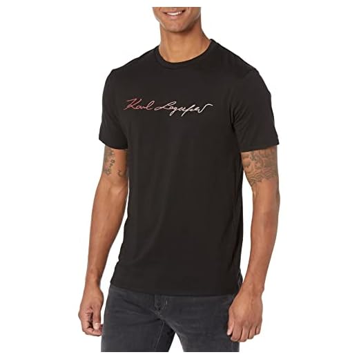 Karl Lagerfeld Paris Men's Crew Neck Short Sleeve Solid T-Shirt, Black, Medium