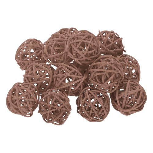 sourcing map 14Pcs Brown Wicker Rattan Balls for Bowl Centerpiece 1.2 Inch Dia Rattan Wicker Twig Orbs Spheres Decorative Balls for Vase Home Dining Table Wedding Decor