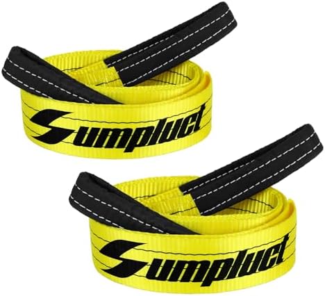 3" x 8' Heavy Duty Tow Strap, 20,000 Lbs Capacity, 2 Pack, Yellow, Compatible with Truck, SUV, ATV, UTV, Boat, Towing/Recovery Strap
