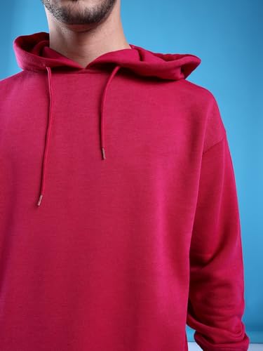 Image of The Indian Garage Co Men Regular Fit Solid Overhead Hooded Sweatshirt