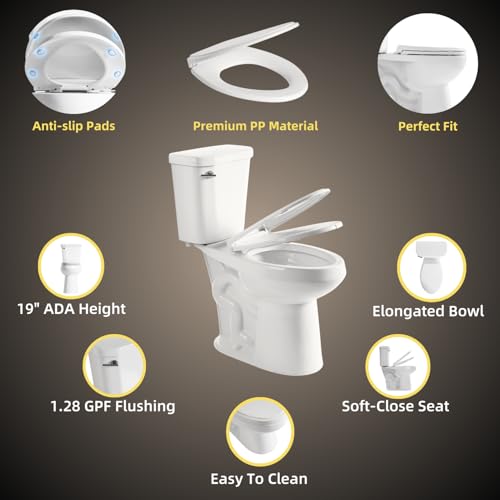 Los Flexi 19 Inch High Toilet, Los Flexi Ada & Elongated Extra Tall Toilet For Seniors, Comfort Height Two-Piece Toilet With Soft-Close Seat,12 Inch Rough-In thumb #1