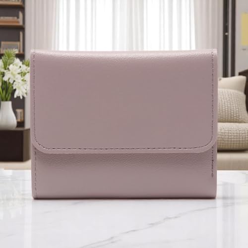 1Pcs Card Wallet 3-Fold Glossy Wallet PU Leather Purple 11.5x8.5cm