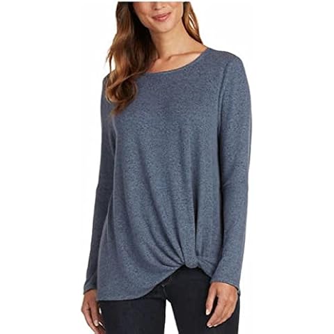 Max & Mia Ladies' Long Sleeve Side Twist Top (XX-Large, Denim Blue) Cover