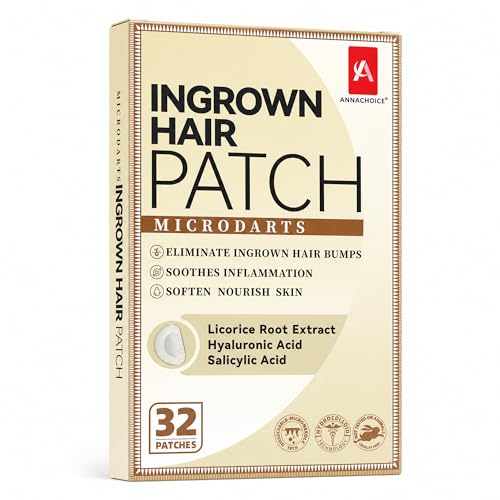 AnnaChoice Microdart Patches for Ingrown Hair for Women and Men Smoothing Solution for Facial Beard Armpits Bikini Area for Quickly Clearing Razor Bumps