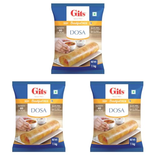 Image of Gits Instant Rice Dosa Breakfast Mix, Makes 40 Dosas, Pure Veg, South Indian Breakfast Mix, 1Kg (Pack of 3)