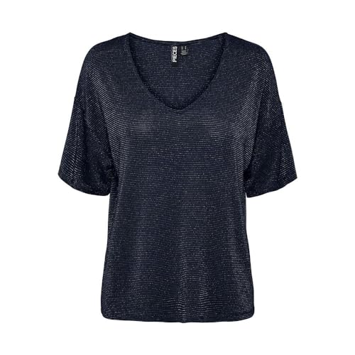 Pcbillo Oversized Tee T-Shirt Femme Fluide Rayé Lurex Confort