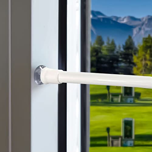 2 Pièces Tringle Rideau Sans Percage, Montage Sans Vis ni Perçage, Barres de Vitrage Extensible，Barre Rideau Réglable pour Fenêtre, Blanc, 30-45CM