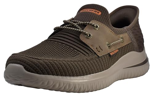 Skechers Streetwear Delson 3.0 - Zapatos deportivos de encaje elástico de perfil bajo para hombre, Chocolate, 8