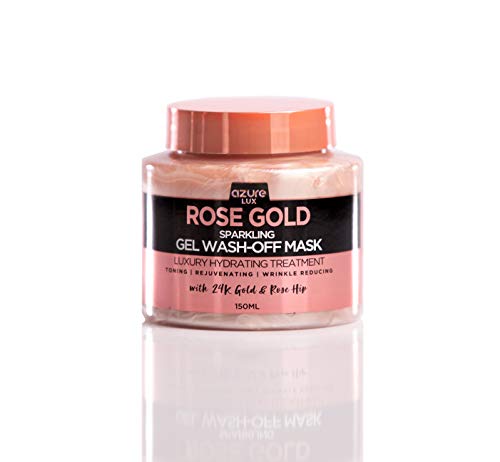 AZURE Rose Gold Luxury Sparkling Hydrating Gel Wash Off Face Mask – Toning, Firming & Rejuvenating | Removes Blackheads, Dirt & Oils | Reduces Wrinkles & Acne Scars | Made in Korea - 150mL