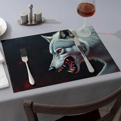 Sets de table loup féroce anti-tache pour protéger votre mobilier