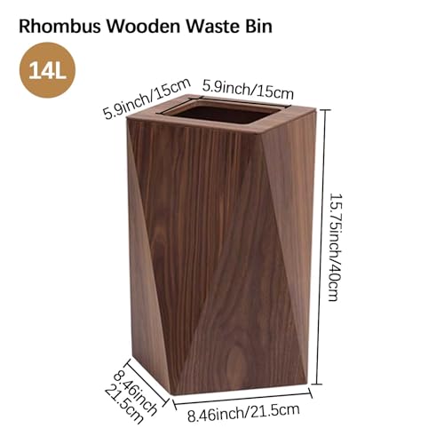 Caneca de basura de madera 14L con cubeta interior plástica miniatura 2