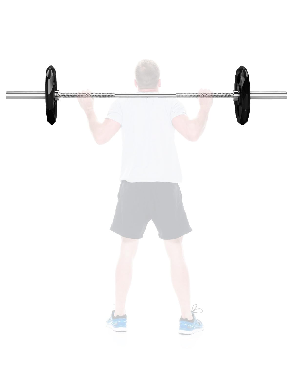 Barra olímpica 7 pies/20 kg, capacidad 450 kg. Ideal para powerlifting, sentadillas, peso muerto y press banca. Agarre moleteado, cromo duro, para discos de 2".