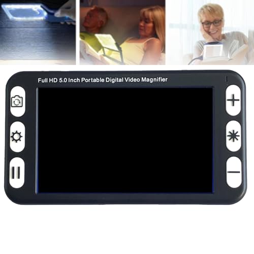 Videoingranditore Digitale Portatile Lente di Ingrandimento per Ipovedenti da 5.0 Pollici, Ausilio Visivo per la Visione Ridotta e la Cecità del Colore,Black