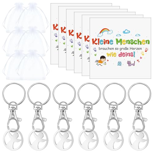 Cadeau d'Adieu à la Maternelle 6 Porte-Clés Jeton et Sac Organza
