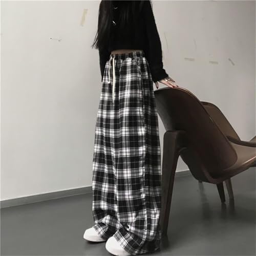 Woman Casual Plaid Y2K Baggy Pants - Goth Grunge Clothes Pajamas Streetwear3
