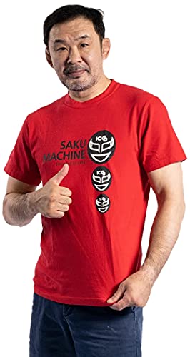 SAKU MASK Tシャツ[桜庭和志 格闘技 プロレス 半袖 ホワイト レッド S M L XL] (レッド, L)のサムネイル