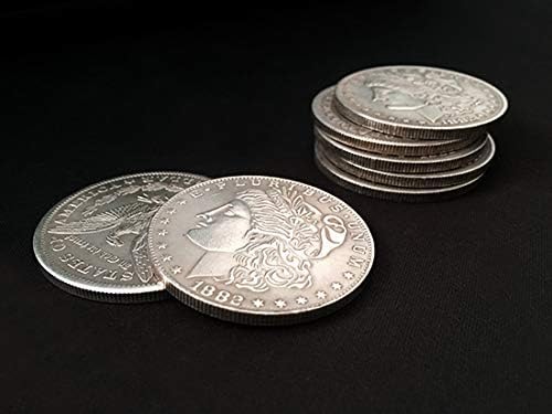 SUMAG Morgan Dollar Shell and Coin Set (5 Coins + 1 Head Shell + 1 Tail Shell) Magic Tricks Close up Illusions Gimmick Prop Coin Magic